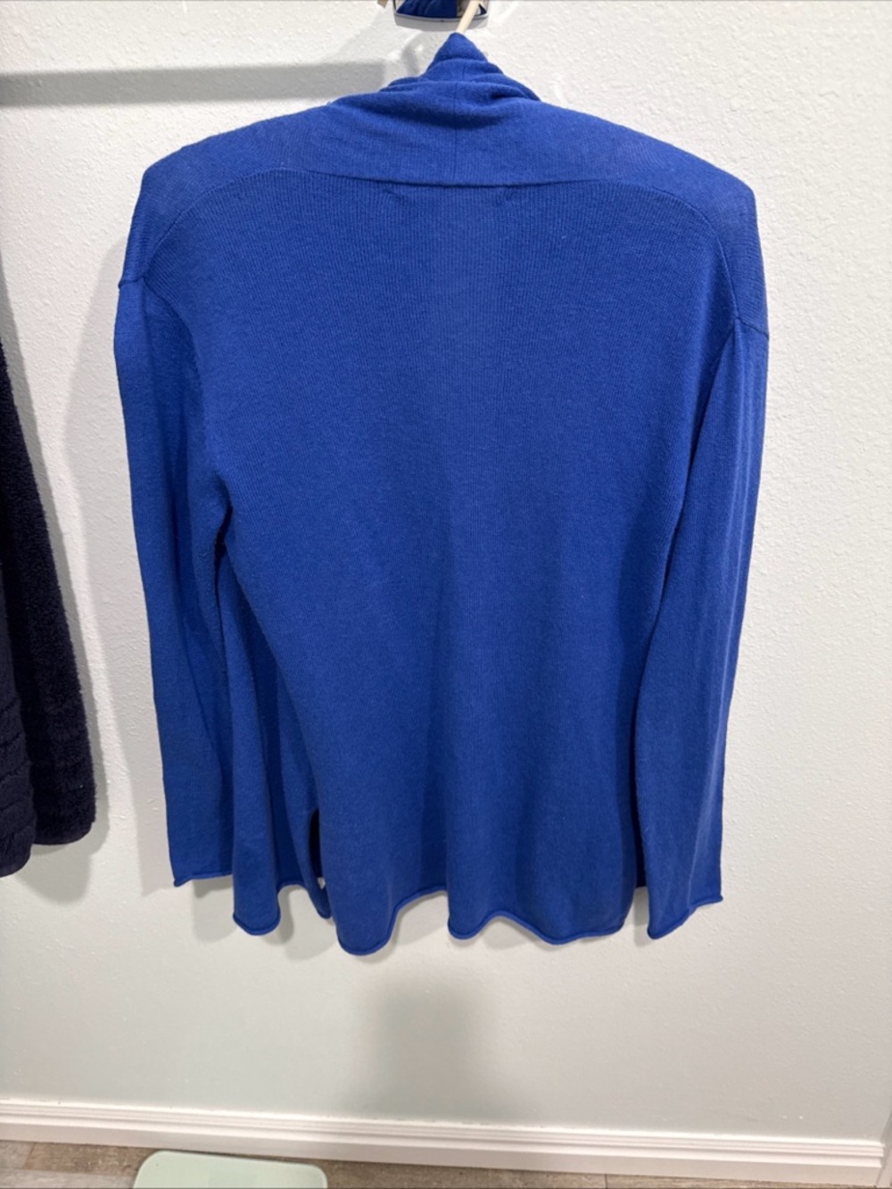 Blue Open-Front Women’s Sweater Cardigan by Caroline Grace, cotton and cashmere - Picture 3 of 6